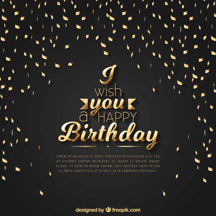 Vector gratuito fondo de cumpleaños oscuro con confeti dorado 