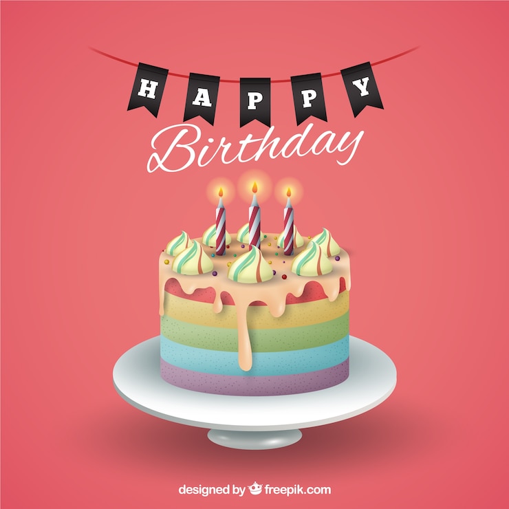 Vector gratuito fondo de cumpleaños con pastel