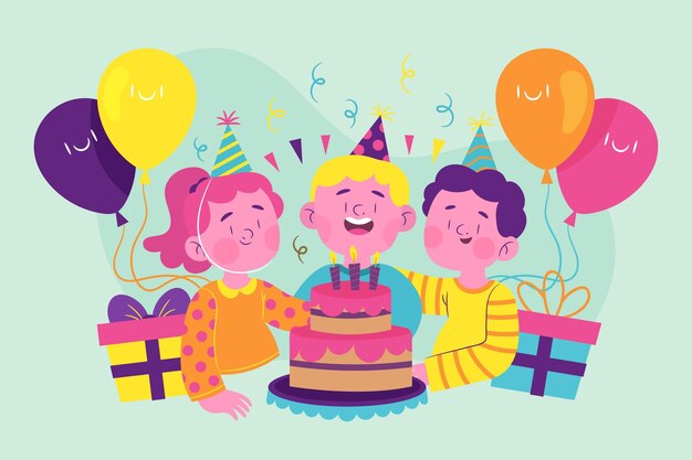 Fondo de cumpleaños plano orgánico
