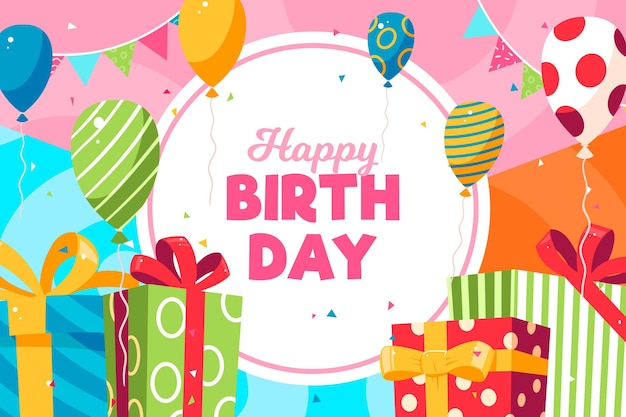 Fondo de cumpleaños realista con saludo