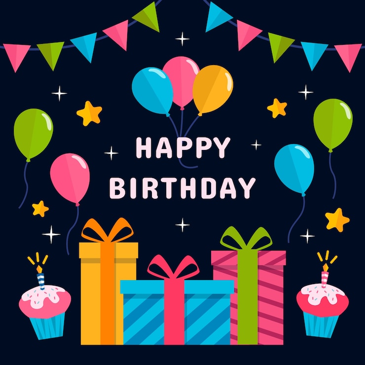 Vector gratuito fondo de cumpleaños con regalos y globos