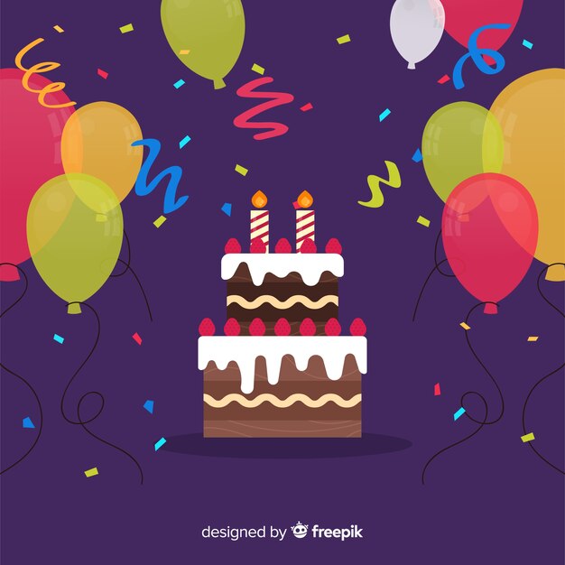 Fondo cumpleaños tarta plana