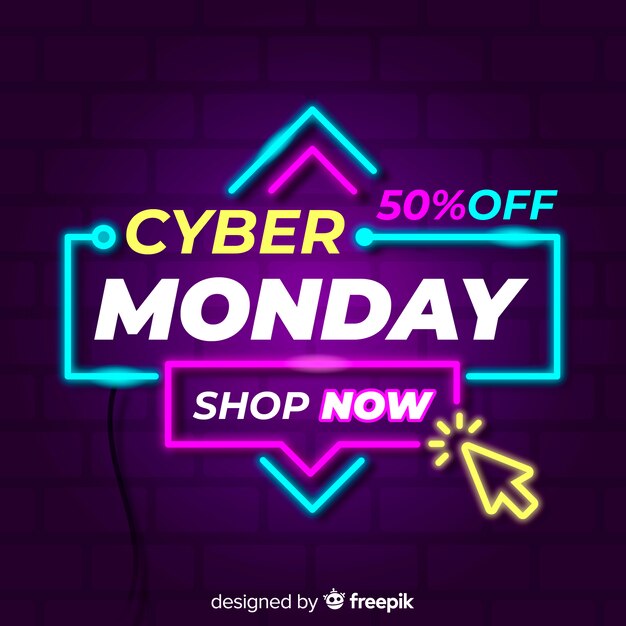 Fondo cyber monday señal neón