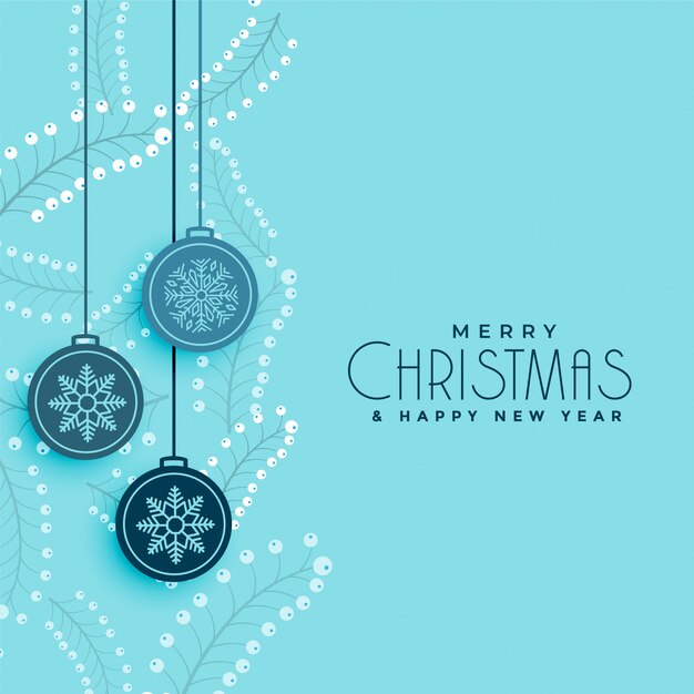 Fondo de la decoración de las bolas y de las hojas de la Feliz Navidad
