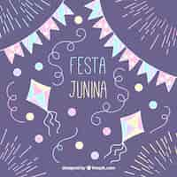 Vector gratuito fondo de decoración dibujada a mano de fiesta junina