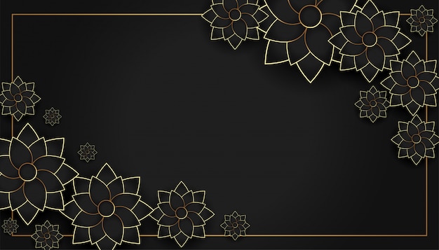 Vector gratuito fondo de decoración de flores con estilo negro y dorado