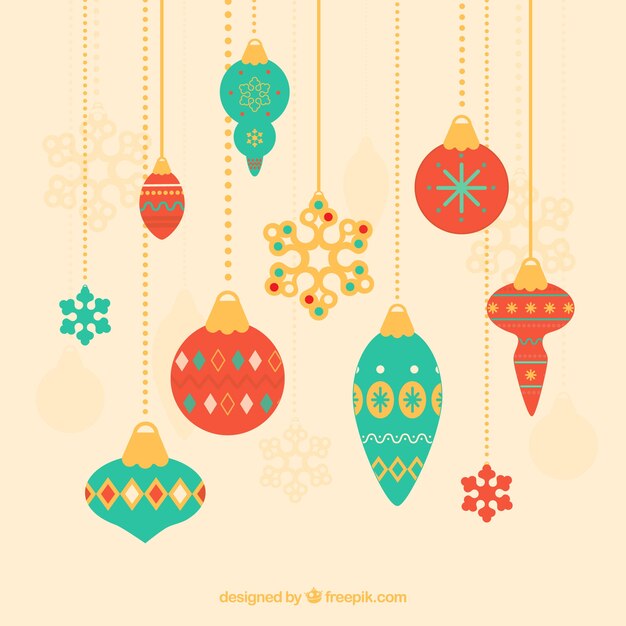 Fondo de decoración de navidad con elegantes bolas 