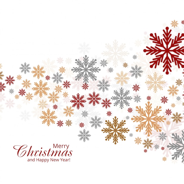 Fondo decorativo abstracto de los copos de nieve coloridos de la tarjeta de Navidad