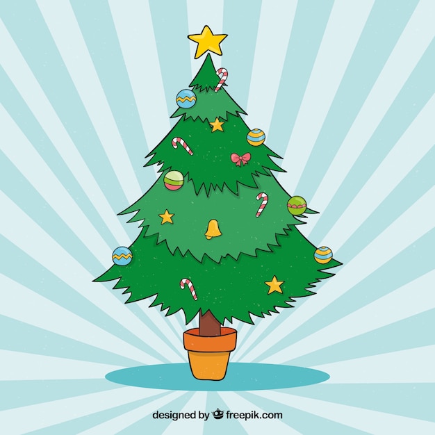 Vector gratuito fondo de decorativo árbol de navidad