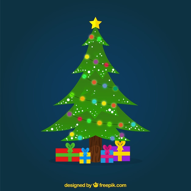 Vector gratuito fondo de decorativo árbol de navidad