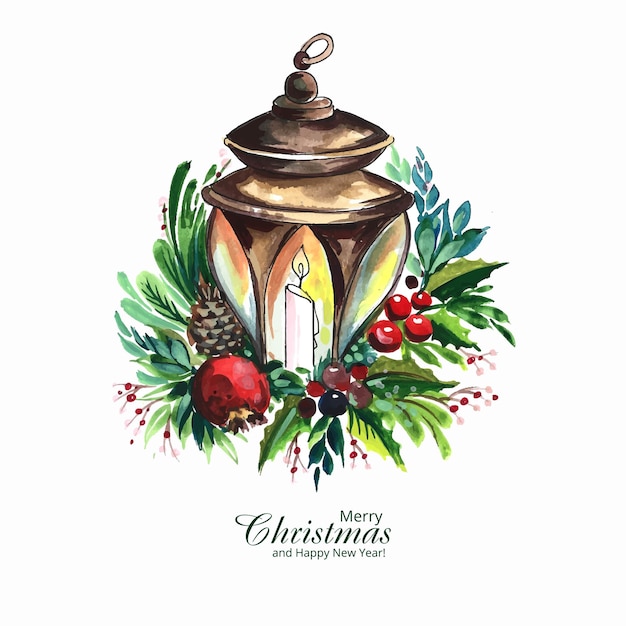 Fondo decorativo artístico hermoso de la tarjeta de la linterna de la Navidad