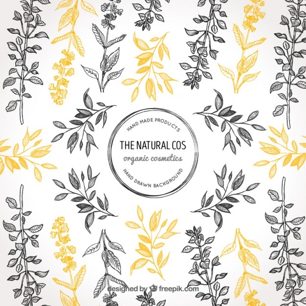 Vector gratuito fondo decorativo de bocetos de hojas