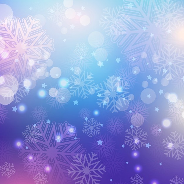 Fondo decorativo de bokeh navideño con copos de nieve
