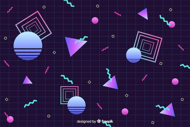 Fondo decorativo colorido geométrico de los años 80.