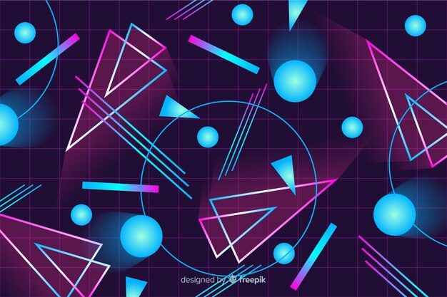 Fondo decorativo colorido geométrico de los años 80