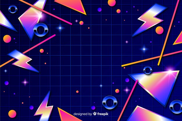 Fondo decorativo colorido geométrico de los años 80