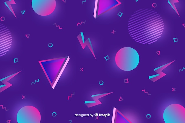 Vector gratuito fondo decorativo colorido geométrico de los años 80.