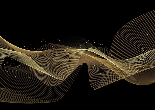 Fondo decorativo con diseño de ondas doradas brillantes.