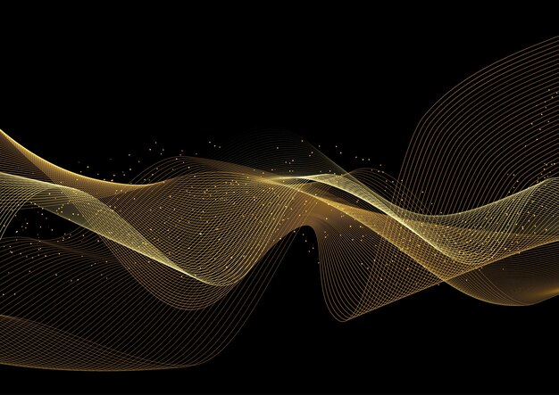 Fondo decorativo con diseño de ondas doradas brillantes.