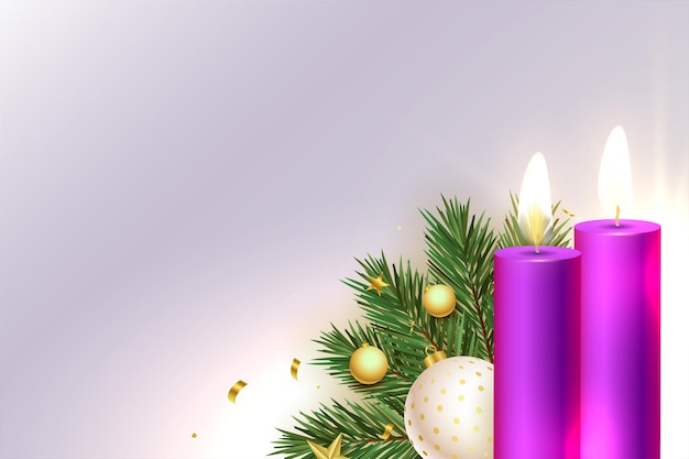 Fondo decorativo de dos velas de adviento púrpura