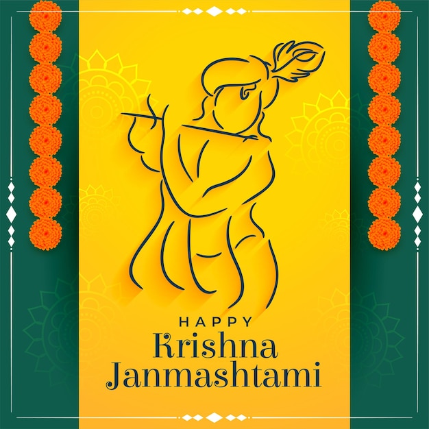 Fondo decorativo del festival krishna janmashtami con vector de flores