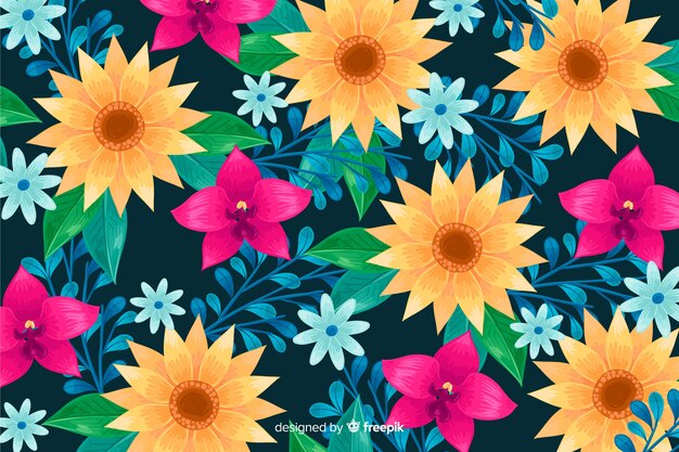 Fondo decorativo floral dibujado a mano