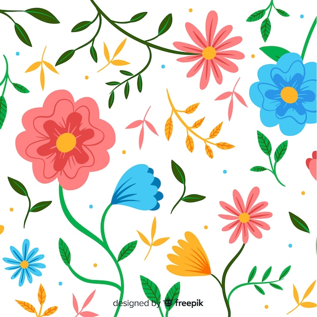 Vector gratuito fondo decorativo floral diseño plano