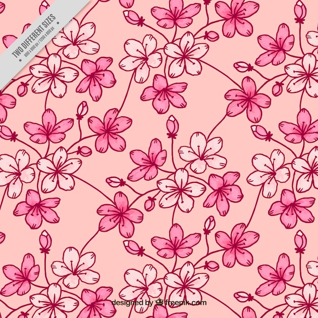 Vector gratuito fondo decorativo de flores de cerezo dibujadas a mano