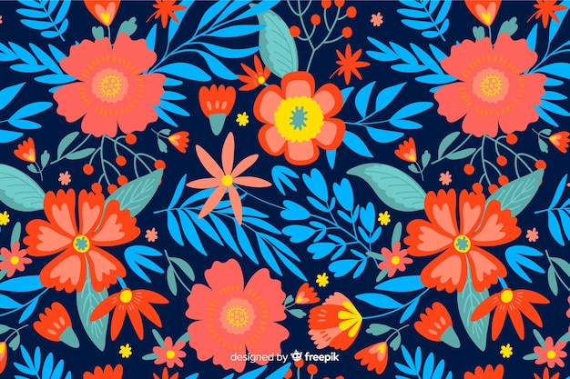 Fondo decorativo de flores de colores planos