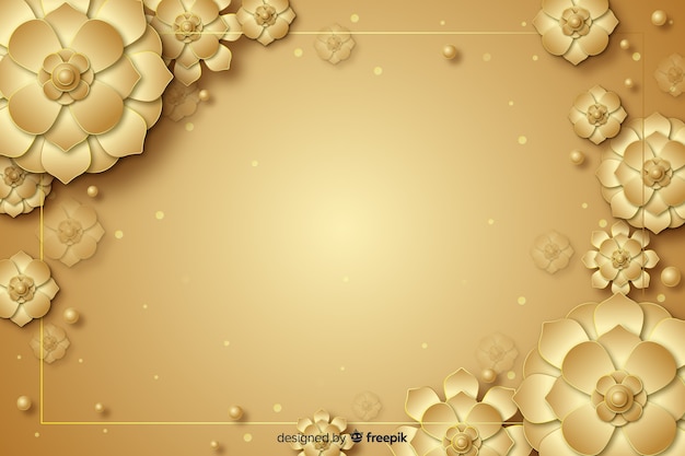 Vector gratuito fondo decorativo de las flores de oro 3d