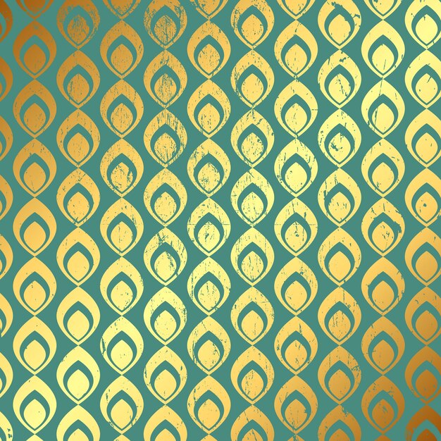 Fondo decorativo grunge con el patrón oro y verde azulado