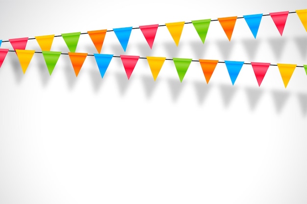 Fondo decorativo de guirnalda de banderas de fiesta para que los niños se diviertan con sombra