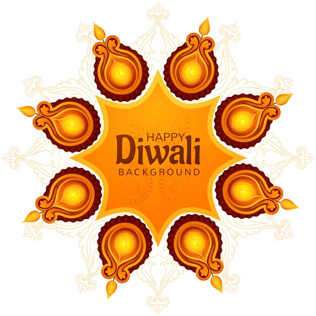Fondo decorativo hermoso feliz de la tarjeta de diya de diwali