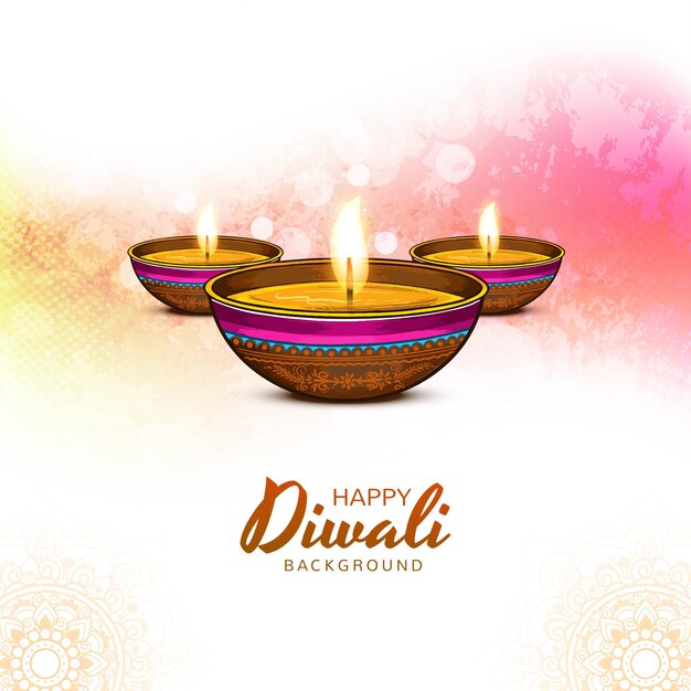 Fondo decorativo hermoso feliz de la tarjeta de diya de diwali
