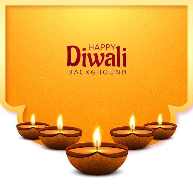 Vector gratuito fondo decorativo hermoso feliz de la tarjeta de la lámpara de aceite de diwali