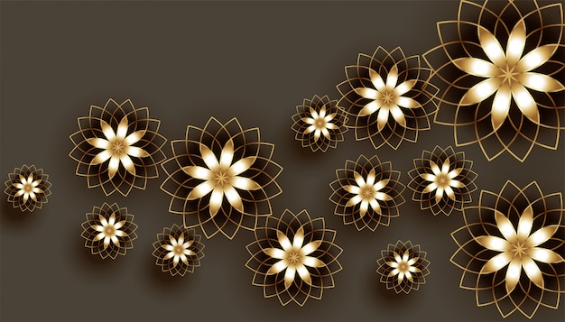 Fondo decorativo hermoso de las flores de oro 3d