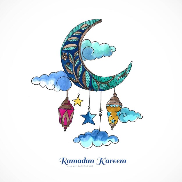 Fondo decorativo hermoso de la luna ramadan kareem