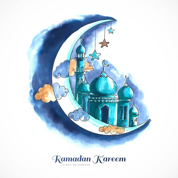 Fondo decorativo hermoso de la luna ramadan kareem