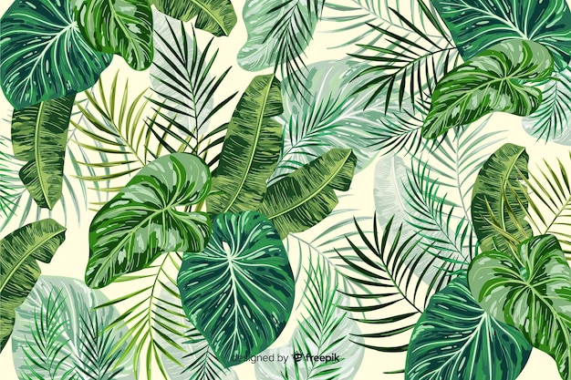 Fondo decorativo de hojas verdes tropicales