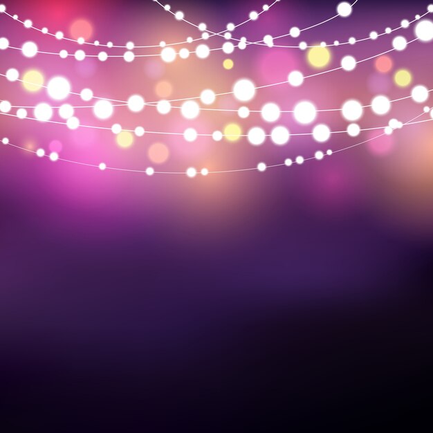 Fondo decorativo con luces de cadena luminosas