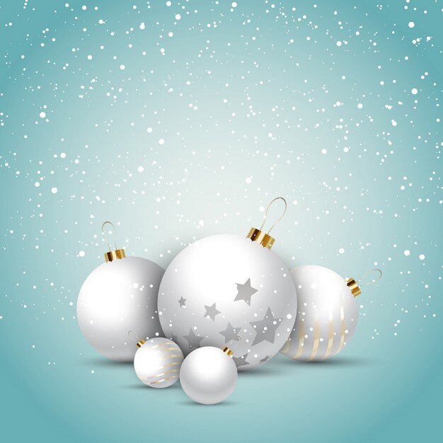Fondo decorativo de navidad con bolas blancas