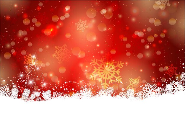 Fondo decorativo de Navidad de copos de nieve y estrellas