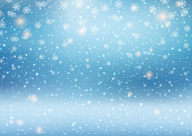 Fondo decorativo de Navidad con diseño de copos de nieve cayendo.