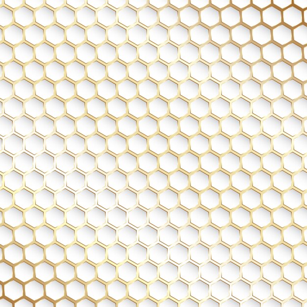 Fondo decorativo de patrón hexagonal dorado y blanco