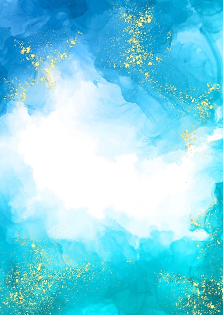 Fondo decorativo pintado a mano con tinta de alcohol con brillo dorado