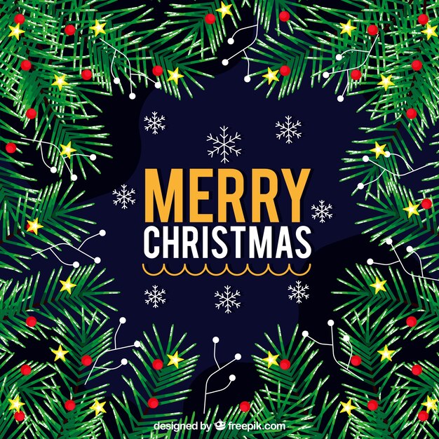 Fondo decorativo de ramas navideñas dibujadas a mano