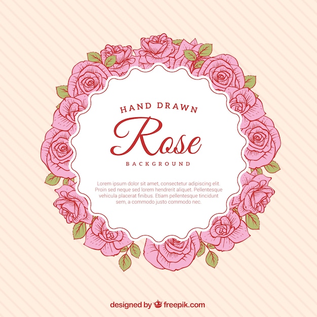 Fondo decorativo de rosas dibujadas a mano