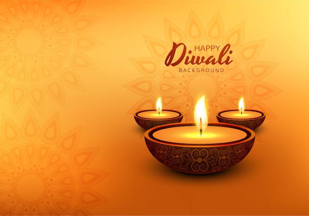 Fondo decorativo de la tarjeta de la celebración del festival de diwali de la lámpara de aceite