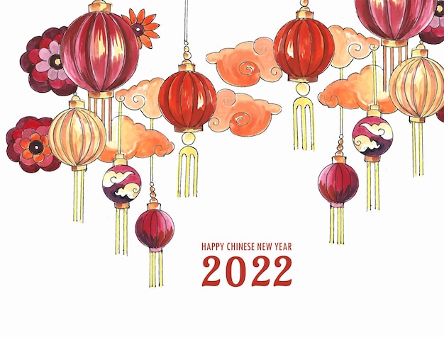 Fondo decorativo de la tarjeta de felicitación del año nuevo chino 2022