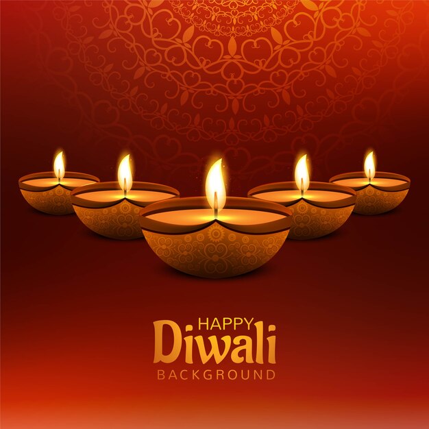 Fondo decorativo de la tarjeta del festival de la lámpara de aceite de diwali feliz